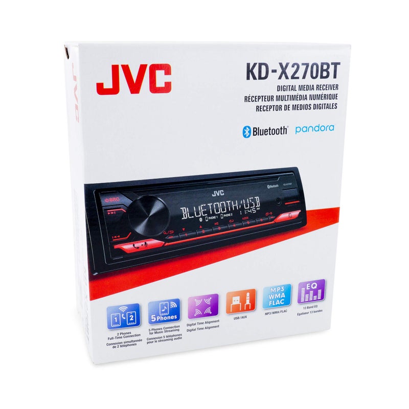 JVC KD-X270BT Bluetooth Car Stereo w/USB Port â€“ AM/FM Radio, MP3 Player, High Contrast LCD, 50 Watts, Detachable Face Plate â€“ Single DIN â€“ 13-Band EQ - Image 3